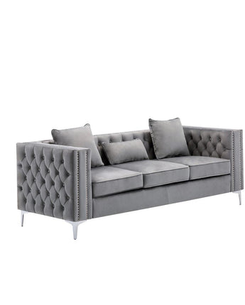 LILOLA Lorreto Gray Velvet Sofa