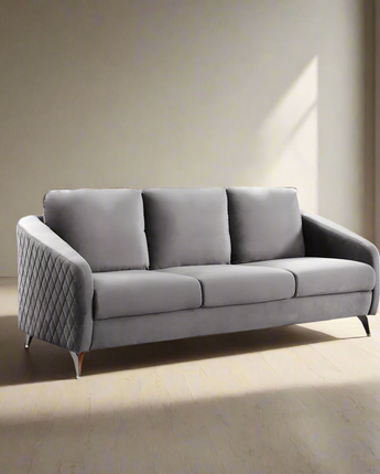 Sofia Gray Velvet Modern Chic Sofa Couch