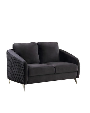 Sofia Black Velvet Modern Chic Loveseat Couch