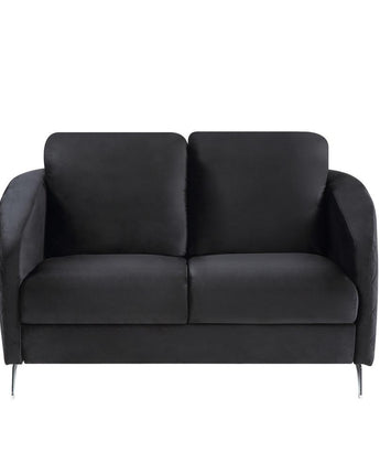 Sofia Black Velvet Modern Chic Loveseat Couch