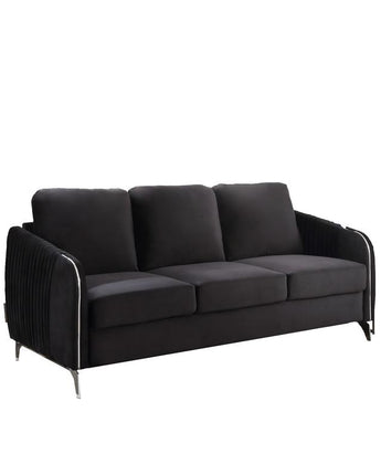 Hathaway Black Velvet Modern Chic Sofa Couch