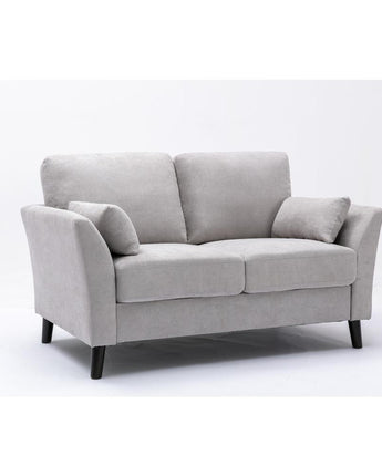 Damian Light Gray Velvet Fabric Loveseat