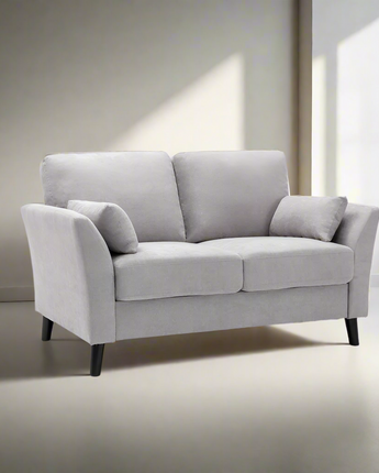 Damian Light Gray Velvet Fabric Loveseat