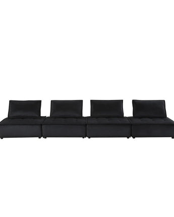 Anna Black Velvet 4-Seater Modular Sofa