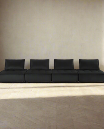 Anna Black Velvet 4-Seater Modular Sofa