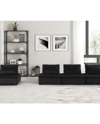 Anna Black Velvet 4-Seater Modular Sofa