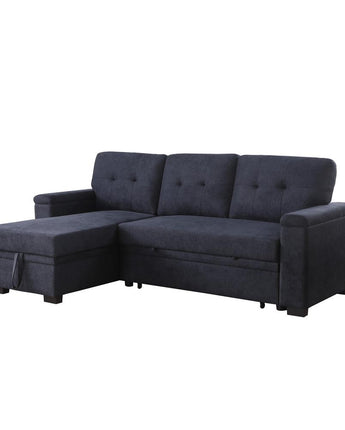 84.5"W Dark Gray Woven Fabric Reversible Sleeper Sectional Sofa