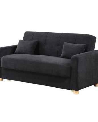 Thomas 66"W Black Fabric Convertible Sleeper Loveseat with Storage