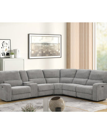 Anthony 114" Wide Light Gray Chenille Fabric Power Reclining Sectional