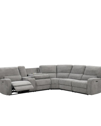 Anthony 114" Wide Light Gray Chenille Fabric Power Reclining Sectional