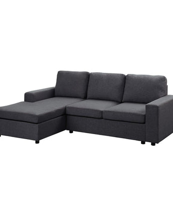 Aurelle Sofa with Reversible Chaise in Dark Gray Linen