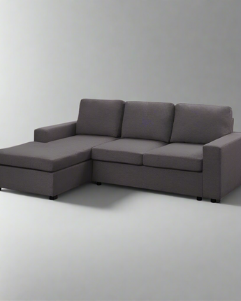 LILOLA Newlyn Sofa with Reversible Chaise in Dark Gray Linen