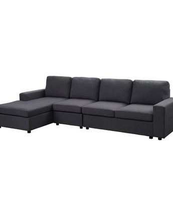 Bailey Sofa with Reversible Chaise in Dark Gray Linen