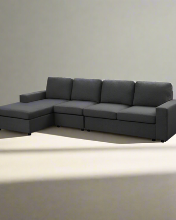 Bailey Sofa with Reversible Chaise in Dark Gray Linen