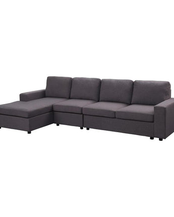 LILOLA Dunlin Sofa with Reversible Chaise in Dark Gray Linen