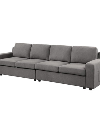 Waylon Gray Linen 4-Seater Sofa with Pockets