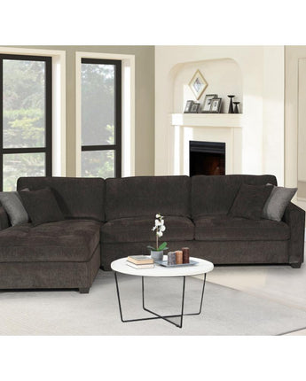 Polaris Black Chenille 125"W Reversible Sectional Sofa