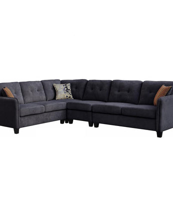 Black Velvet 6-Seater Sectional Sofa