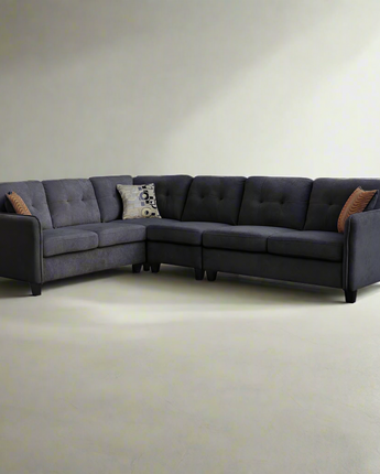 Black Velvet 6-Seater Sectional Sofa