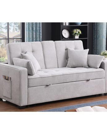 Cody II 69.5"W Light Gray Woven Fabric Convertible Sleeper Loveseat