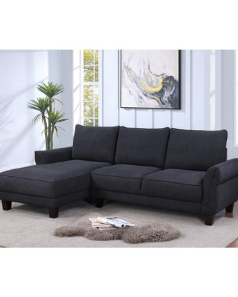 Black Sherpa Sectional Sofa with Left-Facing Chaise