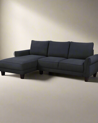 Black Sherpa Sectional Sofa with Left-Facing Chaise