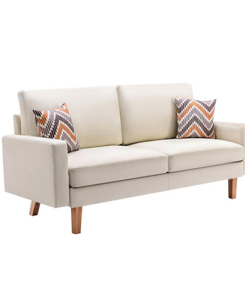 Bahamas Beige Linen Sofa with 2 Throw Pillows