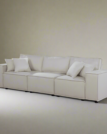 LILOLA Annabel Sofa in Beige Linen