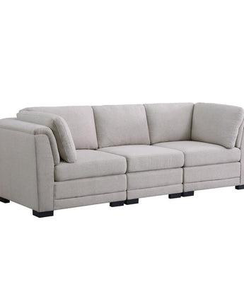 Kristin Light Gray Linen Fabric 3-Seater Modular Sofa