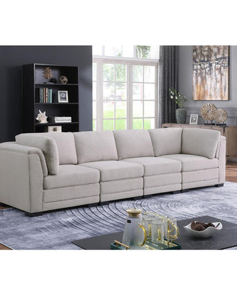 Kristin Light Gray Linen Fabric 4-Seater Modular Sofa