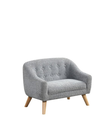 Amelia 28"W Gray Chenille Kids Sofa with Tufted Back and Wooden Legs