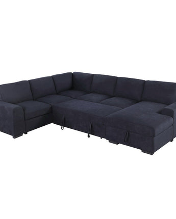 Selene II 117.5"W Dark Gray Woven Fabric Sleeper Sectional Sofa