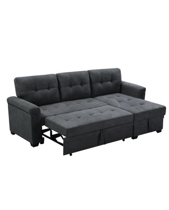 Connor Dark Gray Fabric Reversible Sectional Sleeper Sofa Chaise with Storage