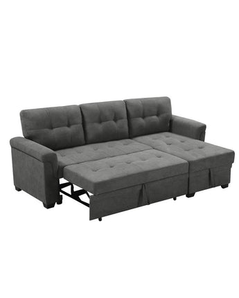 Connor Gray Fabric Reversible Sectional Sleeper Sofa Chaise with Storage