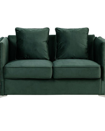 Bayberry Green Velvet Loveseat with 2 Pillows