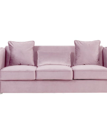 Bayberry Pink Velvet Sofa with 3 Pillows