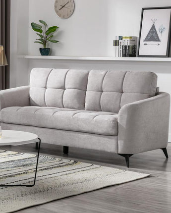 Callie Light Gray Velvet Fabric Sofa