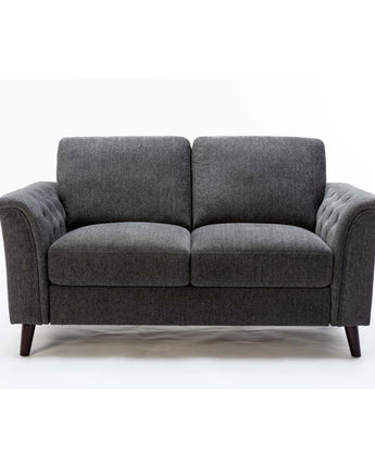 Stanton Dark Gray Linen Loveseat with Tufted Arms