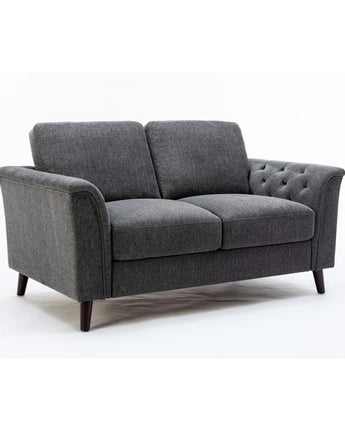 Stanton Dark Gray Linen Loveseat with Tufted Arms