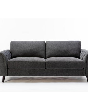 Stanton Dark Gray Linen Sofa with Tufted Arms