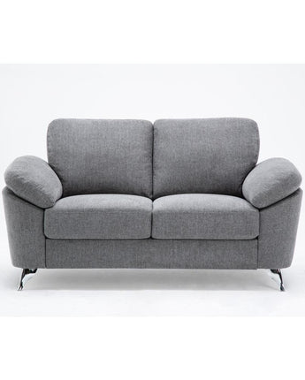 Villanelle Light Gray Linen Loveseat with Chrome Finish Legs