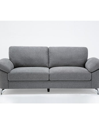 Villanelle Light Gray Linen Sofa with Chrome Finish Legs