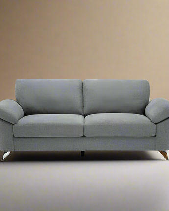 Villanelle Light Gray Linen Sofa with Chrome Finish Legs