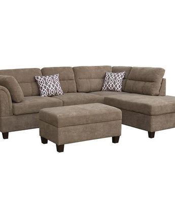 Fabric Sectional Sofa with Right Facing Chaise, Storage Ottoman