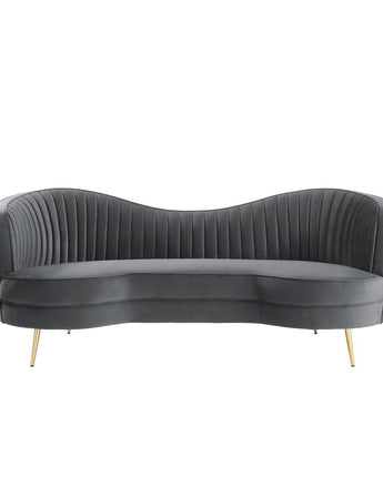 Wallace Modern Velvet Loveseat with Gold Legs in Gray