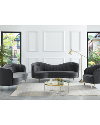 Wallace Modern Velvet Loveseat with Gold Legs in Gray