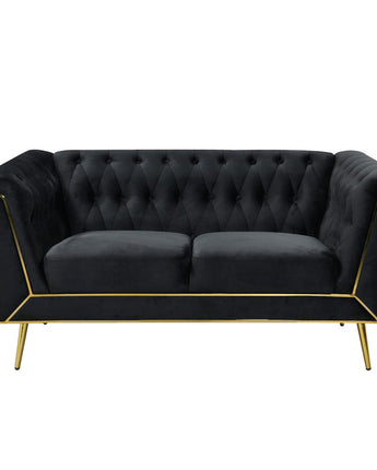 Ninian Black Velvet with Gold Accent Loveseat