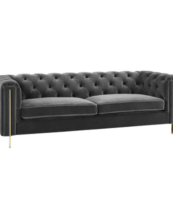 Charlene Gray Velvet Button Tufted Sofa