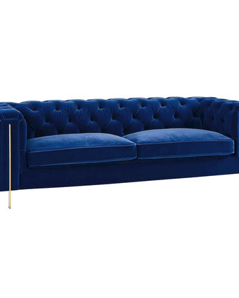 Charlene Blue Velvet Button Tufted Sofa