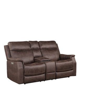 Valencia Dual Power Reclining Console Loveseat - Walnut